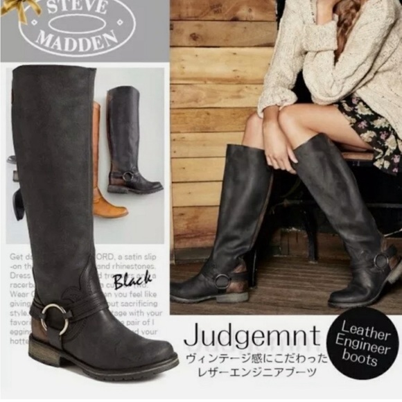 Steve Madden Women’s Judgement Brown/Black Fleur-de-lis Riding Boots Size 5.5 - Picture 6 of 8